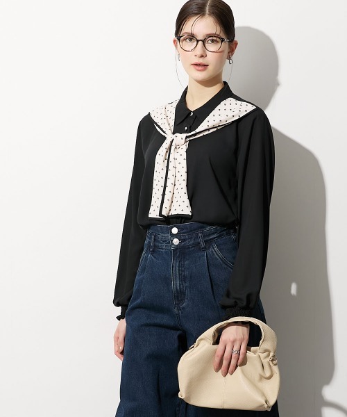 slattgir(スラットジール)の「高身長 スカーフ付ブラウス(トールサイズ)(シャツ/ブラウス・レディース・ブラック系/ホワイト系その他・TM/TL/TLL/T3L/T4L/T5L)」の9枚目の写真