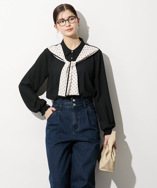 slattgir(スラットジール)の「高身長 スカーフ付ブラウス(トールサイズ)(シャツ/ブラウス・レディース・ブラック系/ホワイト系その他・TM/TL/TLL/T3L/T4L/T5L)」の11枚目の写真