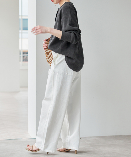 Spick & Span（スピックアンドスパン）の「《新色有り / 追加》2枚SETヘンリーネックプルオーバー（Tシャツ/カットソー・レディース・その他1/その他6/ピンク系その他/チャコールグレー・FREE）」の18枚目の写真