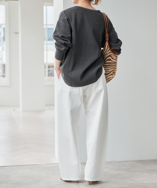 Spick & Span（スピックアンドスパン）の「《新色有り / 追加》2枚SETヘンリーネックプルオーバー（Tシャツ/カットソー・レディース・その他1/その他6/ピンク系その他/チャコールグレー・FREE）」の19枚目の写真