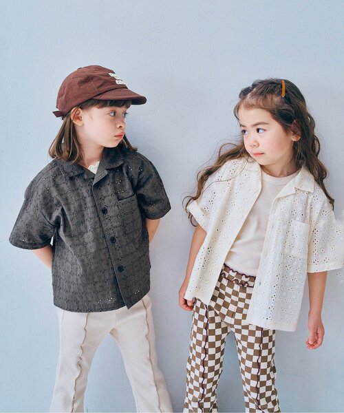 p.premier（ピードットプルミエ）の「アイレットレース半袖シャツ（シャツ/ブラウス・キッズ・チャコール/イエロー/アイボリー・80/90/100/110/120/130/140）」の7枚目の写真