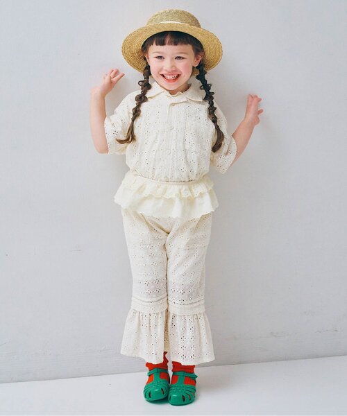 p.premier（ピードットプルミエ）の「アイレットレース半袖シャツ（シャツ/ブラウス・キッズ・チャコール/イエロー/アイボリー・80/90/100/110/120/130/140）」の12枚目の写真