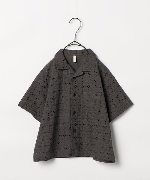 p.premier（ピードットプルミエ）の「アイレットレース半袖シャツ（シャツ/ブラウス・キッズ・チャコール/イエロー/アイボリー・80/90/100/110/120/130/140）」の4枚目の写真