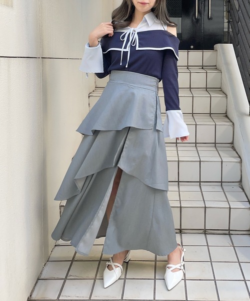 abc une face(アーベーセーアンフェイス)の「スリットフレアスカート(スカート・レディース・ブラック/ホワイト/グレー・FREE)」の17枚目の写真