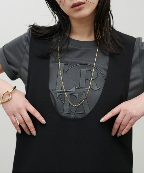 LARUTA(ラルータ)の「【LARUTA】NEW厚盛りロゴ刺繍T(Tシャツ/カットソー・レディース・ライトベージュ/オフホワイト/カーキ/スミクロ・FREE)」の2枚目の写真