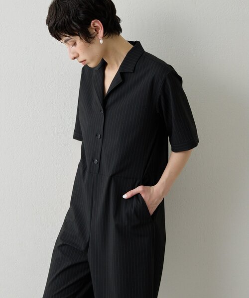 THE PAUSE（ザ ポーズ）の「【THE PAUSE】ストライプカイキンジャンプスーツ（つなぎ/オールインワン・レディース・ネイビー/ブラック・FREE）」の5枚目の写真