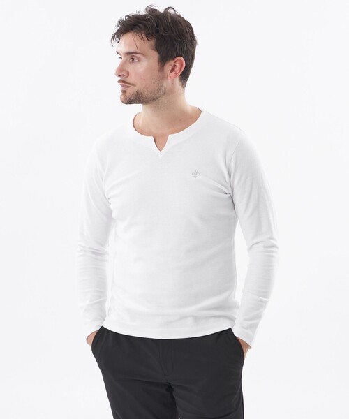 EPOCA UOMO（エポカウォモ）の「ダブルフェイスキーネックロンT（Tシャツ/カットソー・メンズ・ダークネイビー/ホワイト・46/48）」の2枚目の写真