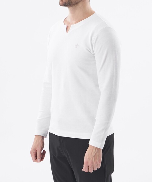 EPOCA UOMO（エポカウォモ）の「ダブルフェイスキーネックロンT（Tシャツ/カットソー・メンズ・ダークネイビー/ホワイト・46/48）」の3枚目の写真