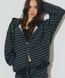 Midnight Move（ミッドナイトムーブ）の「A'GEM/9 × .kom 『MIDNIGHT MOVE/ミッドナイトムーブ』set st hood zip up/ボーダージップアップパーカー（パーカー）」