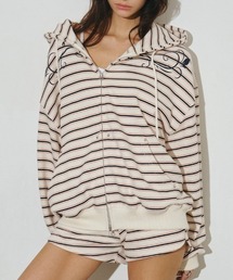 Midnight Move（ミッドナイトムーブ）の「A'GEM/9 × .kom 『MIDNIGHT MOVE/ミッドナイトムーブ』set st hood zip up/ボーダージップアップパーカー（パーカー）」