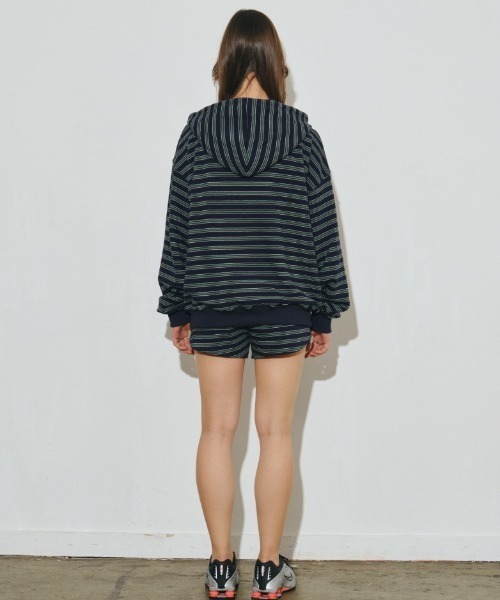 .KOM（ドットコム）の「A'GEM/9 × .kom 『MIDNIGHT MOVE/ミッドナイトムーブ』set st hood zip up/ボーダージップアップパーカー（パーカー・レディース・アイボリー/ネイビー・FREE）」の14枚目の写真