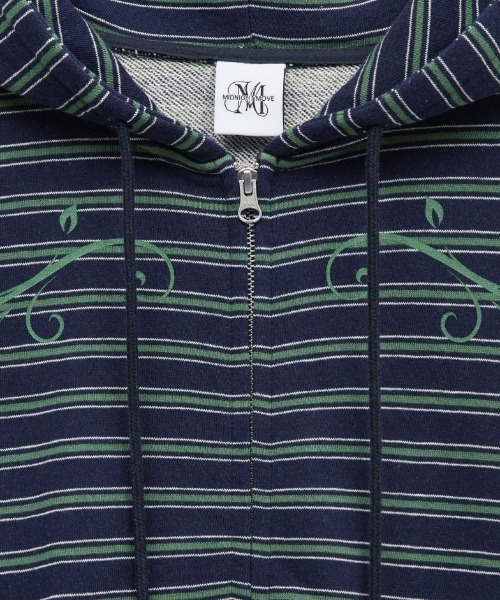 .KOM（ドットコム）の「A'GEM/9 × .kom 『MIDNIGHT MOVE/ミッドナイトムーブ』set st hood zip up/ボーダージップアップパーカー（パーカー・レディース・アイボリー/ネイビー・FREE）」の19枚目の写真