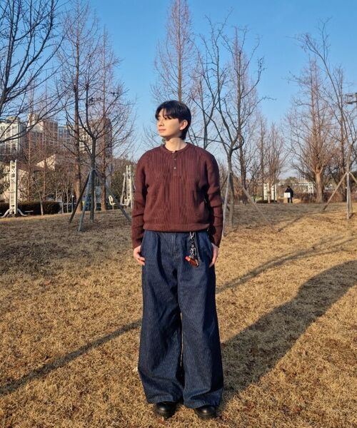 JUAN HOMME（ジュアンオム）の「ヘンリーネックリブニット（ブラウン）（ニット/セーター・メンズ・その他・MEDIUM/LARGE）」の3枚目の写真