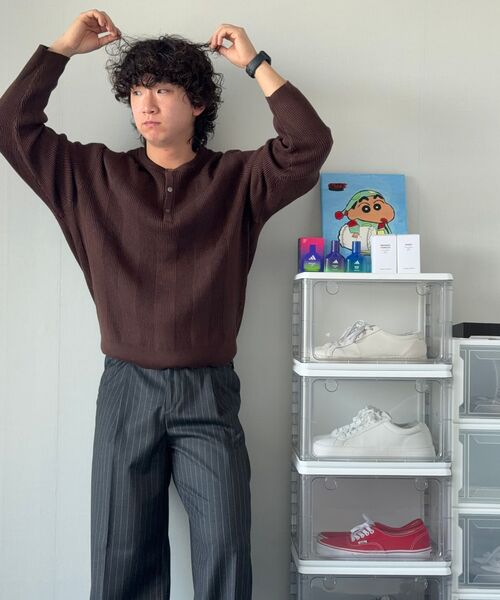 JUAN HOMME（ジュアンオム）の「ヘンリーネックリブニット（ブラウン）（ニット/セーター・メンズ・その他・MEDIUM/LARGE）」の5枚目の写真