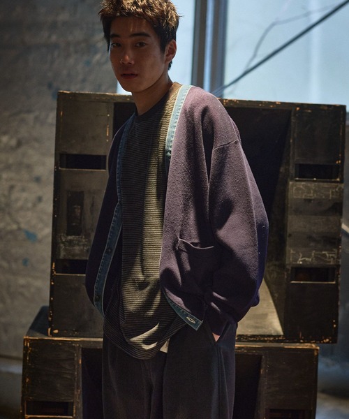 niko and...（ニコアンド）の「デニム切り替えカーディガン（カーディガン/ボレロ・メンズ・ネイビー/キャメル/ライトグレー・MEDIUM/LARGE）」の2枚目の写真