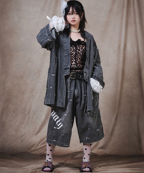 GALFY(ガルフィー)の「【GALFY/ガルフィー】バチバチピアス甚平(浴衣・メンズ・ブラック/ブルー/グレー・L/XL)」の2枚目の写真