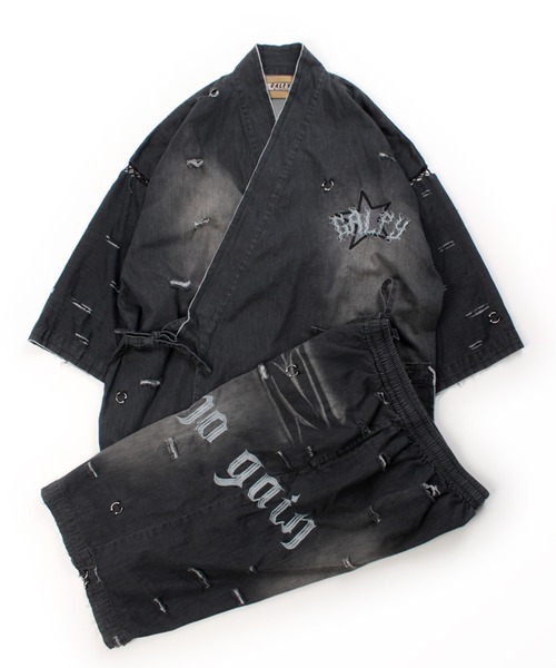 GALFY(ガルフィー)の「【GALFY/ガルフィー】バチバチピアス甚平(浴衣・メンズ・ブラック/ブルー/グレー・L/XL)」の4枚目の写真