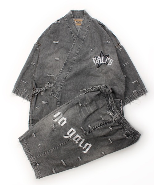 GALFY(ガルフィー)の「【GALFY/ガルフィー】バチバチピアス甚平(浴衣・メンズ・ブラック/ブルー/グレー・L/XL)」の5枚目の写真