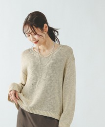 GLOBAL WORK | リネンコットンMIXVネックプルオーバー長袖/636123(ニット/セーター)