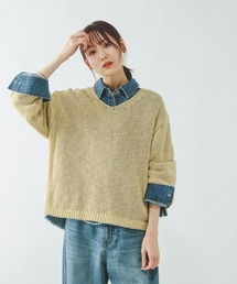 GLOBAL WORK | リネンコットンMIXVネックプルオーバー長袖/636123(ニット/セーター)