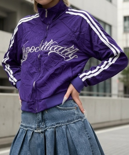 Black sheep エアロジャージレディースXS 青紫 ARA A'GEM/9 × .kom『A'gem/エージェム』Cropped Line Track Jacket /短丈