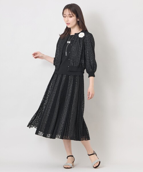 TO BE CHIC(トゥー ビー シック)の「ジャカードレース プリーツスカート(スカート・レディース・ブルー系その他2/ブラック・40)」の3枚目の写真