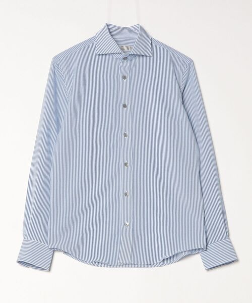 HIGH STREET（ハイストリート）の「2WAYｻｯｶｰｽﾄﾗｲﾌﾟｶｯﾀｳｪｲｼｬﾂ（シャツ/ブラウス・メンズ・グレー/サックスブルー・S/M/L）」の2枚目の写真