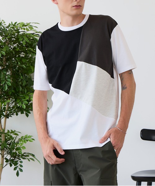 LB/S (エルビーエス)の「【ZERO STAIN/ゼロステイン】汗染みの目立ちにくいTシャツ ZEROSTAIN 切り替えデザインTシャツ 防汚 UVカット 綿タッチ・厚手(Tシャツ/カットソー・メンズ・ホワイト系その他2/ブルー系その他3/ブラック系その他2/ブルー系その他/ホワイト系その他3/ホワイト系その他・X-LARGE/LARGE/MEDIUM)」の1枚目の写真