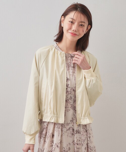 index（インデックス）の「接触冷感ノーカラーブルゾン【洗濯機OK/防シワ】（テーラードジャケット・レディース・サックスブルー/ブラック/ナチュラル・42/40/38/36）」の2枚目の写真