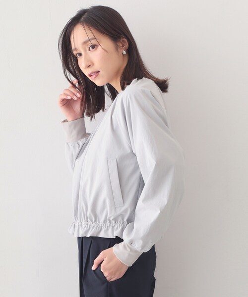 index（インデックス）の「接触冷感ノーカラーブルゾン【洗濯機OK/防シワ】（テーラードジャケット・レディース・サックスブルー/ブラック/ナチュラル・42/40/38/36）」の20枚目の写真