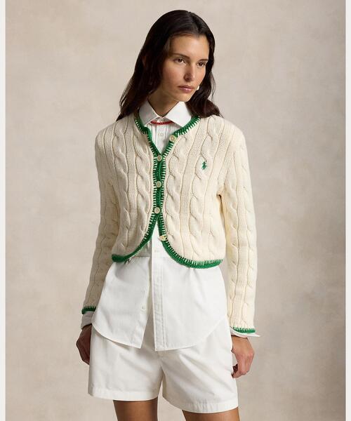 POLO RALPH LAUREN(ポロ ラルフ ローレン)の「ケーブルニット クロップド カーディガン(カーディガン/ボレロ・レディース・ナチュラル・S/M/L/XS)」の1枚目の写真