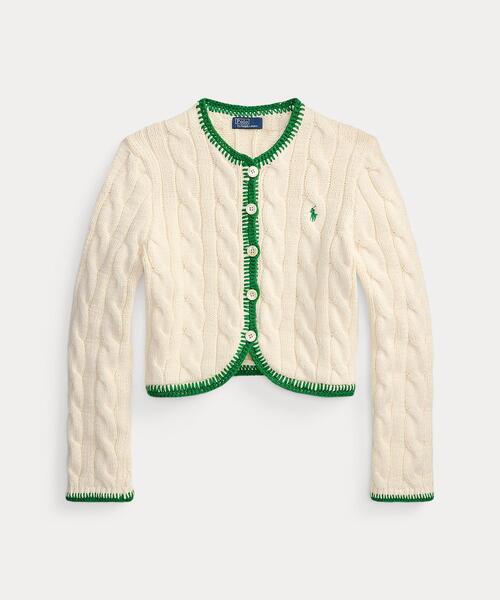 POLO RALPH LAUREN(ポロ ラルフ ローレン)の「ケーブルニット クロップド カーディガン(カーディガン/ボレロ・レディース・ナチュラル・S/M/L/XS)」の2枚目の写真