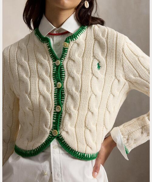 POLO RALPH LAUREN(ポロ ラルフ ローレン)の「ケーブルニット クロップド カーディガン(カーディガン/ボレロ・レディース・ナチュラル・S/M/L/XS)」の5枚目の写真