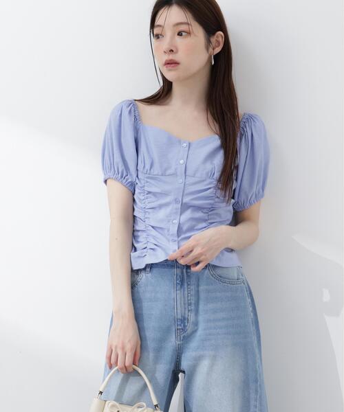 PROPORTION BODY DRESSING(プロポーションボディドレッシング)の「【加藤栞さん着用】<a>パフスリーブドロストブラウス / 1216119402(シャツ/ブラウス・レディース・ブルー/ホワイト/イエロー・FREE)」の3枚目の写真