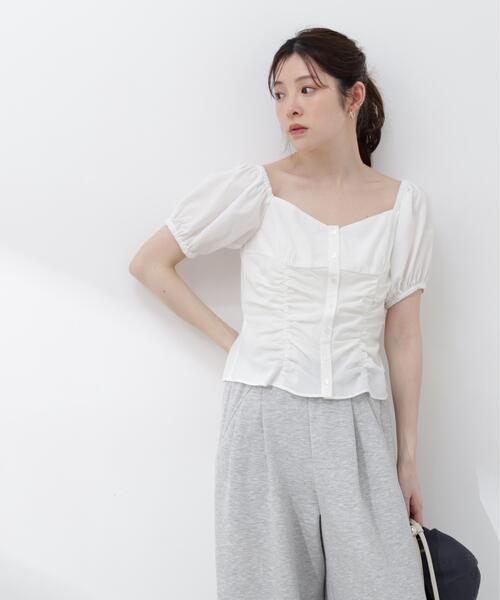 PROPORTION BODY DRESSING(プロポーションボディドレッシング)の「【加藤栞さん着用】<a>パフスリーブドロストブラウス / 1216119402(シャツ/ブラウス・レディース・ブルー/ホワイト/イエロー・FREE)」の10枚目の写真