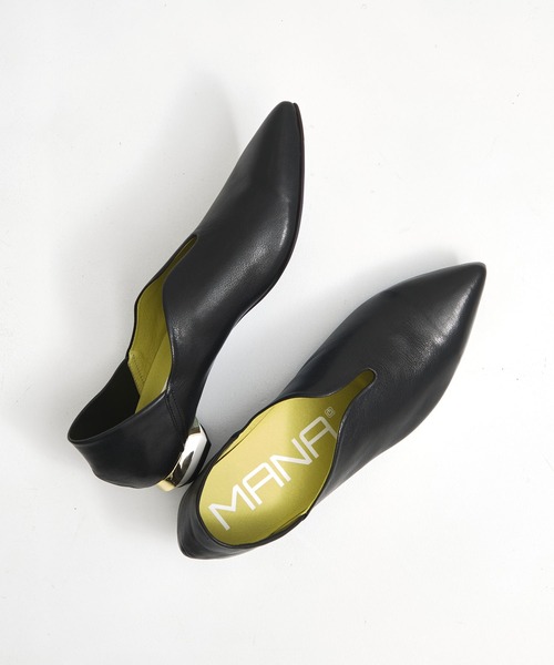 MANA(マナ)の「【MANA/マナ】pointed toe flat shoes/ポインテッドトゥフラットシューズ(パンプス・レディース・ブラック/ライトグレー・40/39/38/37)」の2枚目の写真