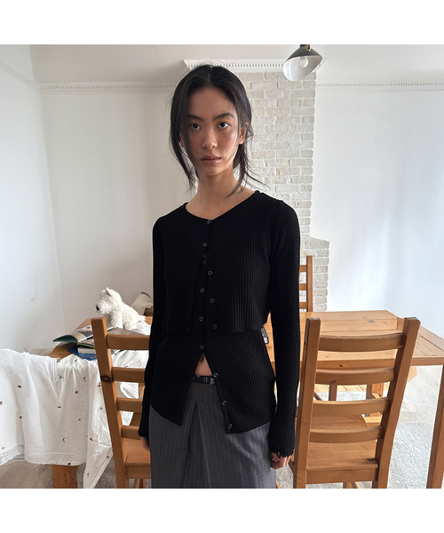 DIAGONAL(ダイアゴナル)の「TWIN LAYER KNIT TOP (black)(カーディガン/ボレロ・レディース・その他・FREE)」の1枚目の写真