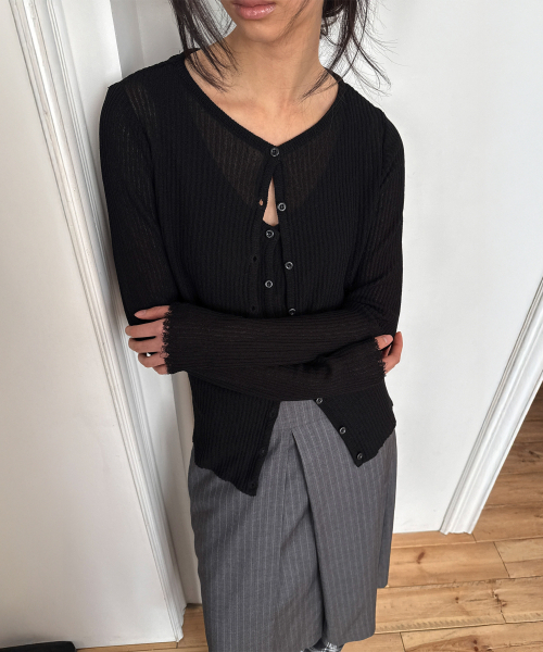 DIAGONAL(ダイアゴナル)の「TWIN LAYER KNIT TOP (black)(カーディガン/ボレロ・レディース・その他・FREE)」の3枚目の写真