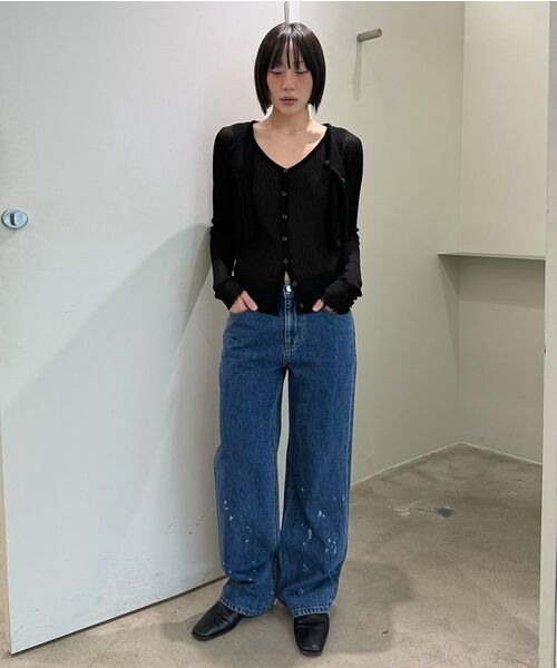 DIAGONAL（ダイアゴナル）の「TWIN LAYER KNIT TOP (black)（カーディガン/ボレロ・レディース・その他・FREE）」の2枚目の写真