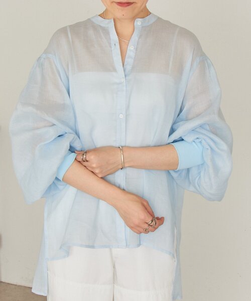 BEARDSLEY(ビアズリー)の「ラミーソデボリュームシャツ(シャツ/ブラウス・レディース・サックスブルー/ピンク/ホワイト・FREE)」の2枚目の写真