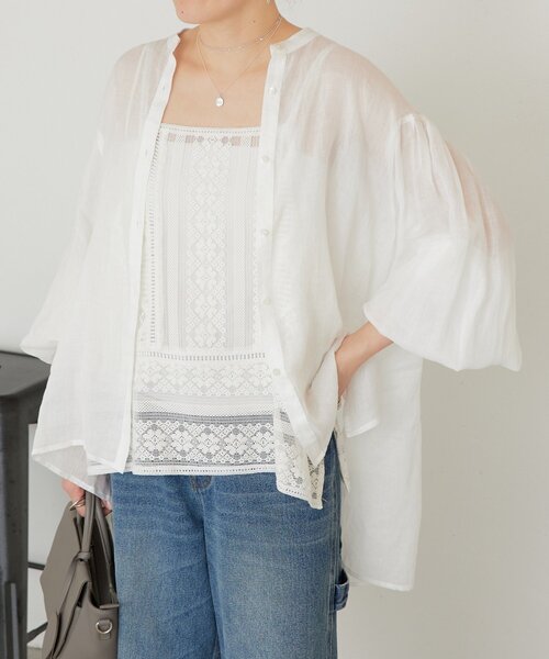 BEARDSLEY(ビアズリー)の「ラミーソデボリュームシャツ(シャツ/ブラウス・レディース・サックスブルー/ピンク/ホワイト・FREE)」の4枚目の写真