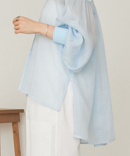 BEARDSLEY(ビアズリー)の「ラミーソデボリュームシャツ(シャツ/ブラウス・レディース・サックスブルー/ピンク/ホワイト・FREE)」の6枚目の写真