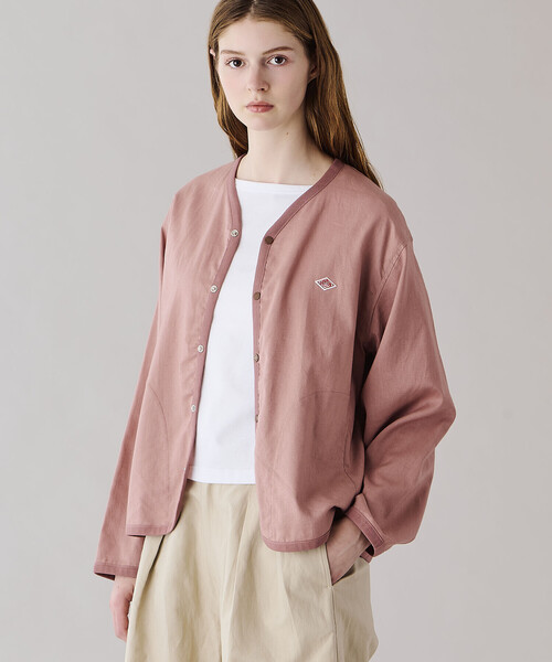 DANTON(ダントン)の「DANTON | リネンポリエステル シャツカーディガン WOMEN(シャツ/ブラウス・レディース・グレイッシュベージュ/ブラック/ピンク・36)」の17枚目の写真