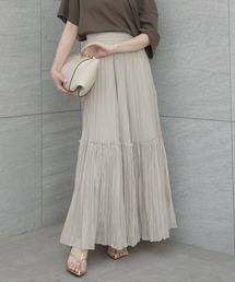 Anuans スカート　ベージュ　S アニュアンス anuans サテンナロースカート （BEIGE） -ファッション