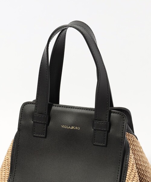 VIOLAd'ORO（ヴィオラドーロ）の「VIOLAd'ORO SANDRO ラフィア レザーコンビ ハンドバッグ（ハンドバッグ・レディース・ブラック系その他・FREE）」の6枚目の写真