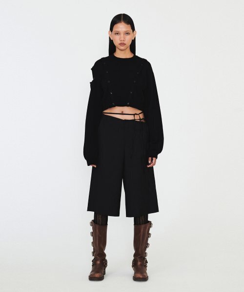 DIAGONAL（ダイアゴナル）の「CROP BUTTON KNIT TOP (black)（ニット/セーター・レディース・その他・FREE）」の5枚目の写真