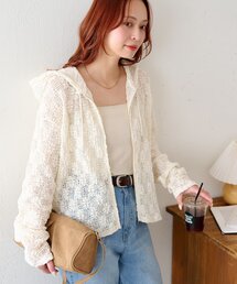 DISCOAT（ディスコート）の「【WEB限定】花柄メッシュZIPフーディー（パーカー）」
