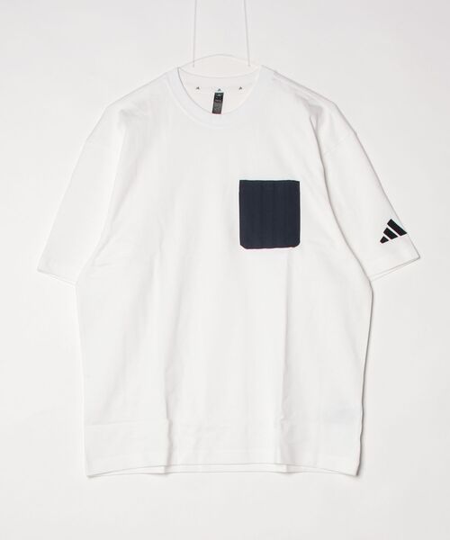 adidas(アディダス)の「【別注】アディダス adidas オーバーサイズ コットン シングルジャージー デニムルック ツイルポケット 限定コラボ(Tシャツ/カットソー・メンズ・ブラック/ホワイト・S/M/L/LL)」の2枚目の写真