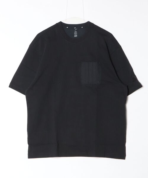 adidas(アディダス)の「【別注】アディダス adidas オーバーサイズ コットン シングルジャージー デニムルック ツイルポケット 限定コラボ(Tシャツ/カットソー・メンズ・ブラック/ホワイト・S/M/L/LL)」の1枚目の写真