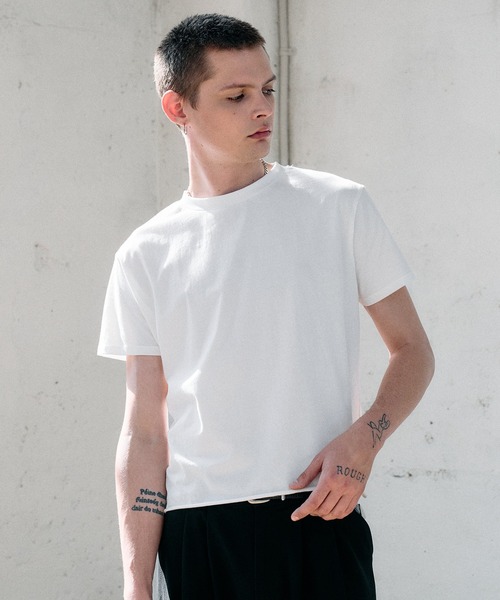 Regen Glanz(レーゲングランツ)の「roll-edge essential box T-shirt / ロールエッジエッセンシャルボックスTシャツ(Tシャツ/カットソー・メンズ・ブラック/ライトホワイト/チャコールグレー・LARGE/MEDIUM/SMALL)」の5枚目の写真